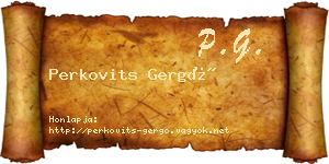 Perkovits Gergő névjegykártya